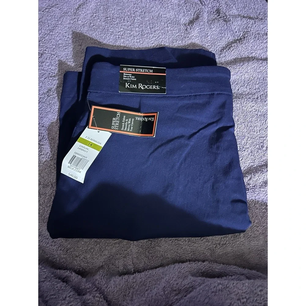 Kim Rogers Super Stretch Skimmer Shorts Women's Size 14 Blue  Pull On Casual NWT